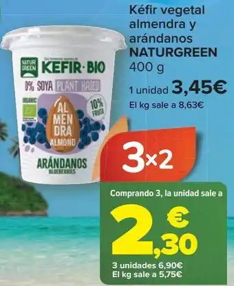Carrefour Kéfir vegetal almendra y arándanos naturgreen oferta