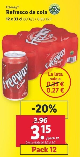 Lidl Refresco de cola freeway oferta