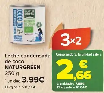 Carrefour Leche condensada de coco naturgreen oferta