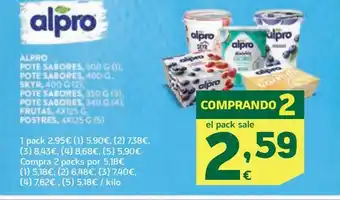 HiperDino Yogur natural alpro oferta