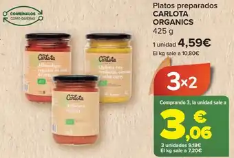 Carrefour Platos preparados carlota organics oferta
