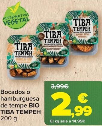 Carrefour Bocados o hamburguesa de tempe bio tiba tempeh oferta