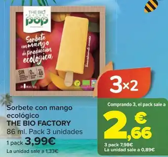 Carrefour Sorbete con mango ecológico the bio factory oferta