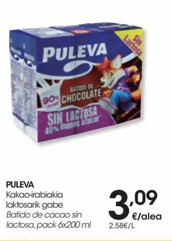 Eroski Puleva batido de cacao sin lactosa pack 6x200 ml oferta