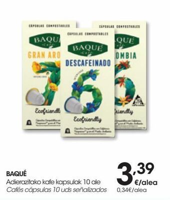 Eroski Baque café colombia compostable intensidad 6 10 uds oferta