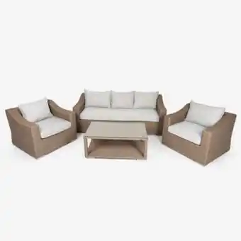 Conjunto de jardín de 4 piezas de ratán beige zanzíbar