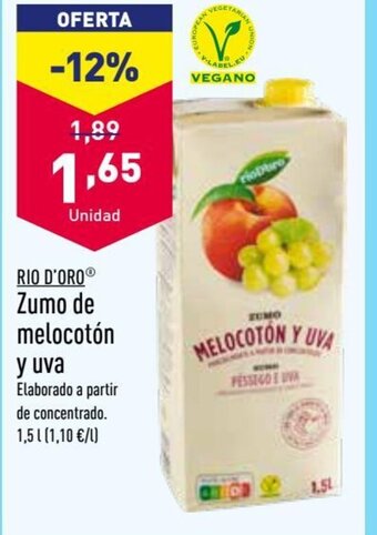 ALDI RIO D'OROⓇ Zumo de melocotón y uva oferta