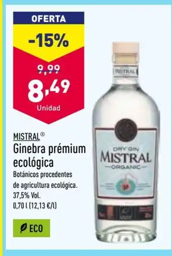 ALDI MISTRAL Ginebra prémium ecológica oferta