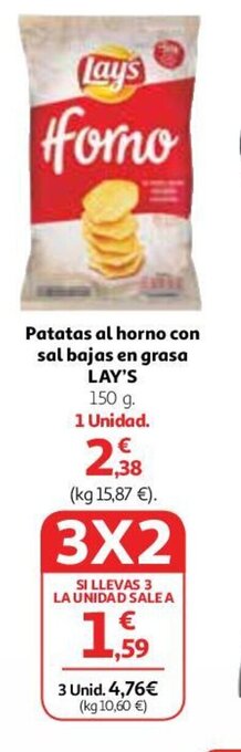 Alcampo Patatas al horno con sal bajas en grasa LAY'S oferta