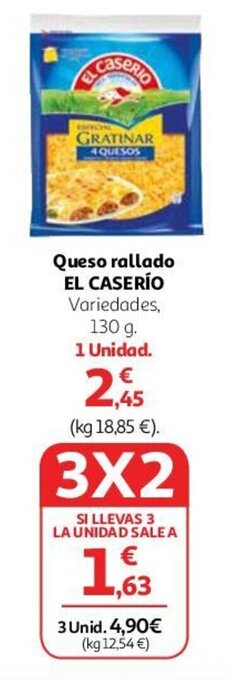 Alcampo Queso rallado EL CASERÍO oferta