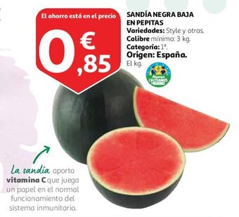 Alcampo SANDÍA NEGRA BAJA EN PEPITAS oferta