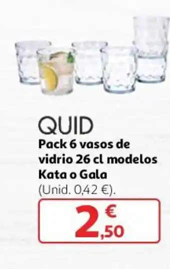 Alcampo Pack 6 vasos de vidrio 26 cl modelos Kata o Gala oferta