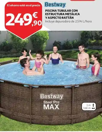 Bestway PISCINA TUBULAR CON ESTRUCTURA METÁLICA Y ASPECTO RATTÁN