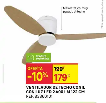 Leroy Merlin Ventilador De Techo Conil Con Luz Led 2.400 Lm 122 Cm oferta