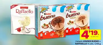 Supermercados Dani Helado KINDER BUENO O RAFFAELLO 4 uds/248 g oferta
