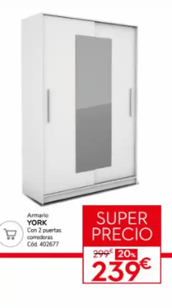 Conforama Armario YORK Con 2 puertas correderas Cód. 402677 oferta