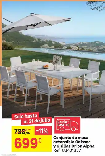 Leroy Merlin Conjunto de mesa extensible odissea y 6 sillas orion alpha oferta