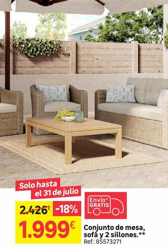 Leroy Merlin Conjunto de mesa sofa y 2 sillones oferta