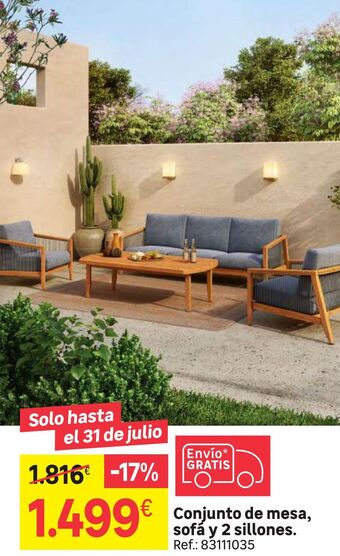Leroy Merlin Conjunto de mesa sofa y 2 sillones oferta