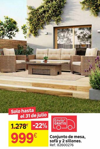 Leroy Merlin Conjunto de mesa sofa y 2 sillones oferta
