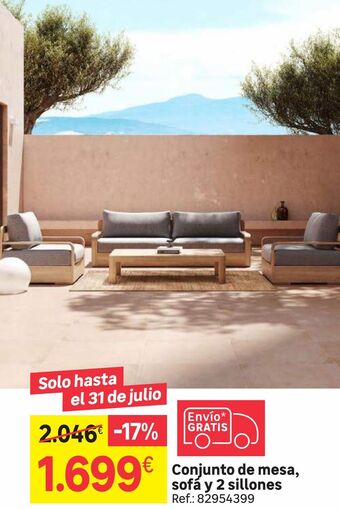 Leroy Merlin Conjunto de mesa sofa y 2 sillones oferta