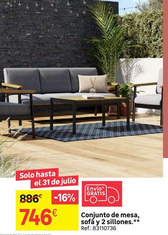 Leroy Merlin Conjunto de mesa sofa y 2 sillones oferta