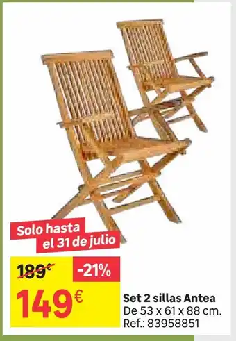 Leroy Merlin Set 2 sillas antea oferta