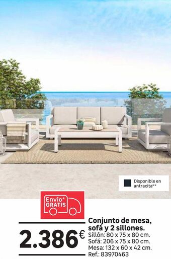 Leroy Merlin Conjunto de mesa sofa y 2 sillones oferta