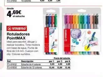 Staples Kalamazoo Desde 4,69€ el estuche ref. f5-61852 f5-61850 stabilo rotuladores pointmax ideal para escribir, dibujar y realizar boceto oferta
