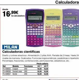 Staples Kalamazoo Desde 16,99€ la calculadora milan calculadoras científicas diseño y colores atractivos. alimentación: 2 pilas aaa. panta oferta