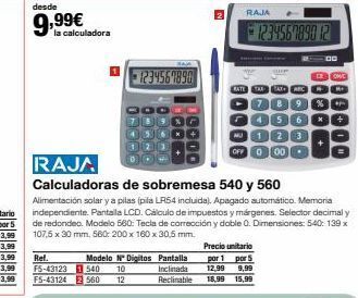 Staples Kalamazoo Desde  9,99€  la calculadora  12345678901  3000  ref. modelo nº digitos pantalla f5-43123 1540 10 f5-43124 2 560  inclinada r oferta