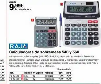 Staples Kalamazoo Desde 9,99€ la calculadora 12345678901 3000 ref. modelo nº digitos pantalla f5-43123 1540 10 f5-43124 2 560 inclinada r oferta