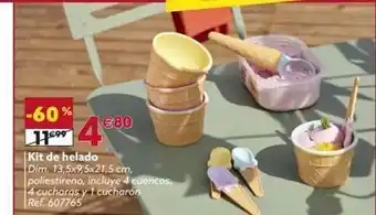 GiFi -60% €80 kit de helado dim. 13,5x9,5x21,5 cm, poliestireno, incluye 4 cuencos, 4 cucharas y 1 cucharón ref. 607765 oferta