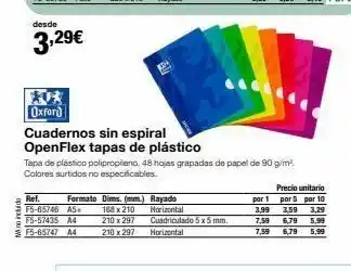 Staples Kalamazoo Ma no incluido desde 3,29€ ref. f5-65746 a5+ f5-57435 a4 f5-65747 a4 oxford cuadernos sin espiral openflex tapas de pl oferta