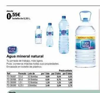 Staples Kalamazoo Desde 0,55€ botella de 0,33 l. font vella agua mineral natural tu jornada de trabajo, más ligera. pura: conserva intact oferta