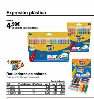Staples Kalamazoo Expresión plástica desde 4,99€ la caja de 12 rotuladores bic rotuladores de colores tinta lavable. capuchón ventilado oferta
