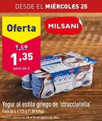 ALDI Yogur al estilo griego de stracciatella 6 x 125g oferta