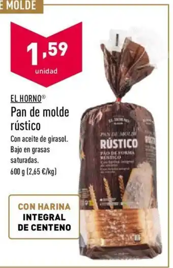 ALDI El Horno Pan de molde rústico 600g oferta