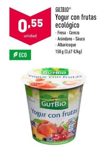 ALDI Gutbio Yogur con frutas ecológico 150g oferta