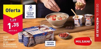 ALDI Milsani Yogur al estilo griego de stracciatella 6 x 125g oferta