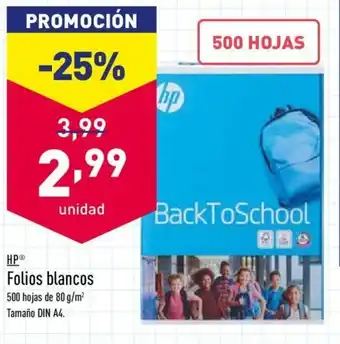 ALDI HP Folios blancos 500 hojas de 80 g/m oferta