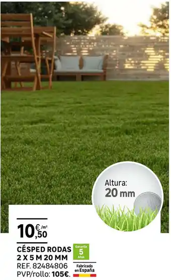 Leroy Merlin Césped Rodas 2 X 5 M 20 Mm oferta