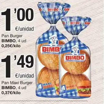 SPAR Fragadis Pan Burguer Bimbo Pan Maxi Burger Bimbo oferta
