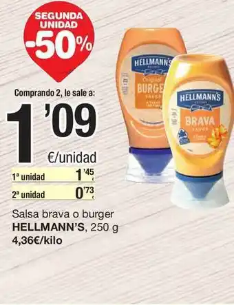 SPAR Fragadis Salsa Brava O Burger Hellmann's 250 g oferta