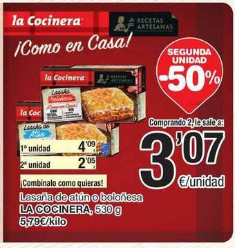 SPAR Fragadis Lasaña De Atún O Boloñesa La Cocinera oferta