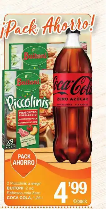 SPAR Fragadis 2 Piccolinis A Elegir Buitoni Refresco Cola Zero Coca Cola oferta