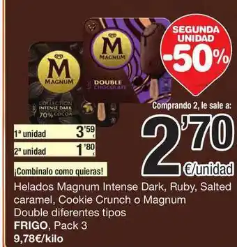 SPAR Fragadis Helados Magnum Intense Dark Ruby Salted Caramel Cookie Crunch O Magnum Double Diferentes Tipos Frigo oferta