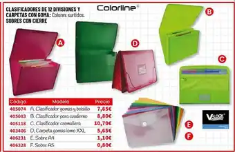 Carlin Clasificadores De 12 Divisiones Y Carpetas Con Goma Sobres Con Cierre Colorline oferta