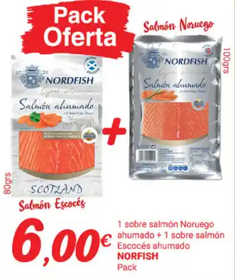 Supermercados Plaza Norfish 1 sobre salmón Noruego ahumado + 1 sobre salmón Escocés ahumado pack oferta
