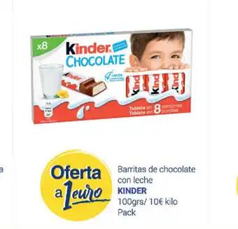 Supermercados Plaza Kinder Barritas de chocolate con leche 100grs/ Pack oferta